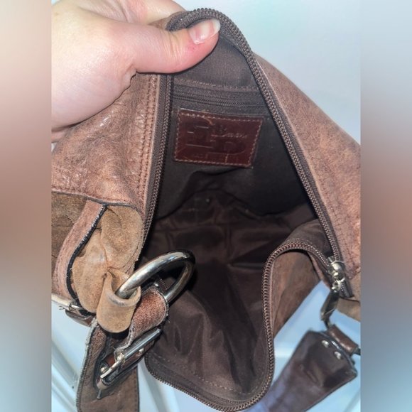 Vintage Y2K Brown Leather Slouchy Shoulder Bag - Picture 7 of 11